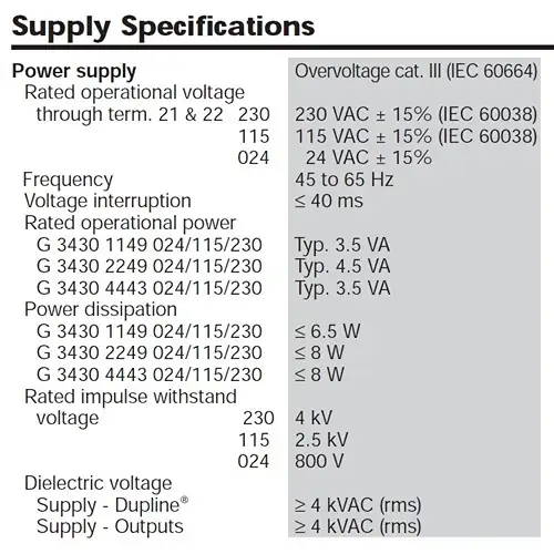 supply specification